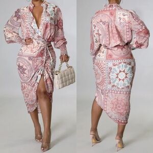 Women's Large Multicolors Lucky City Girl Ruched Dress